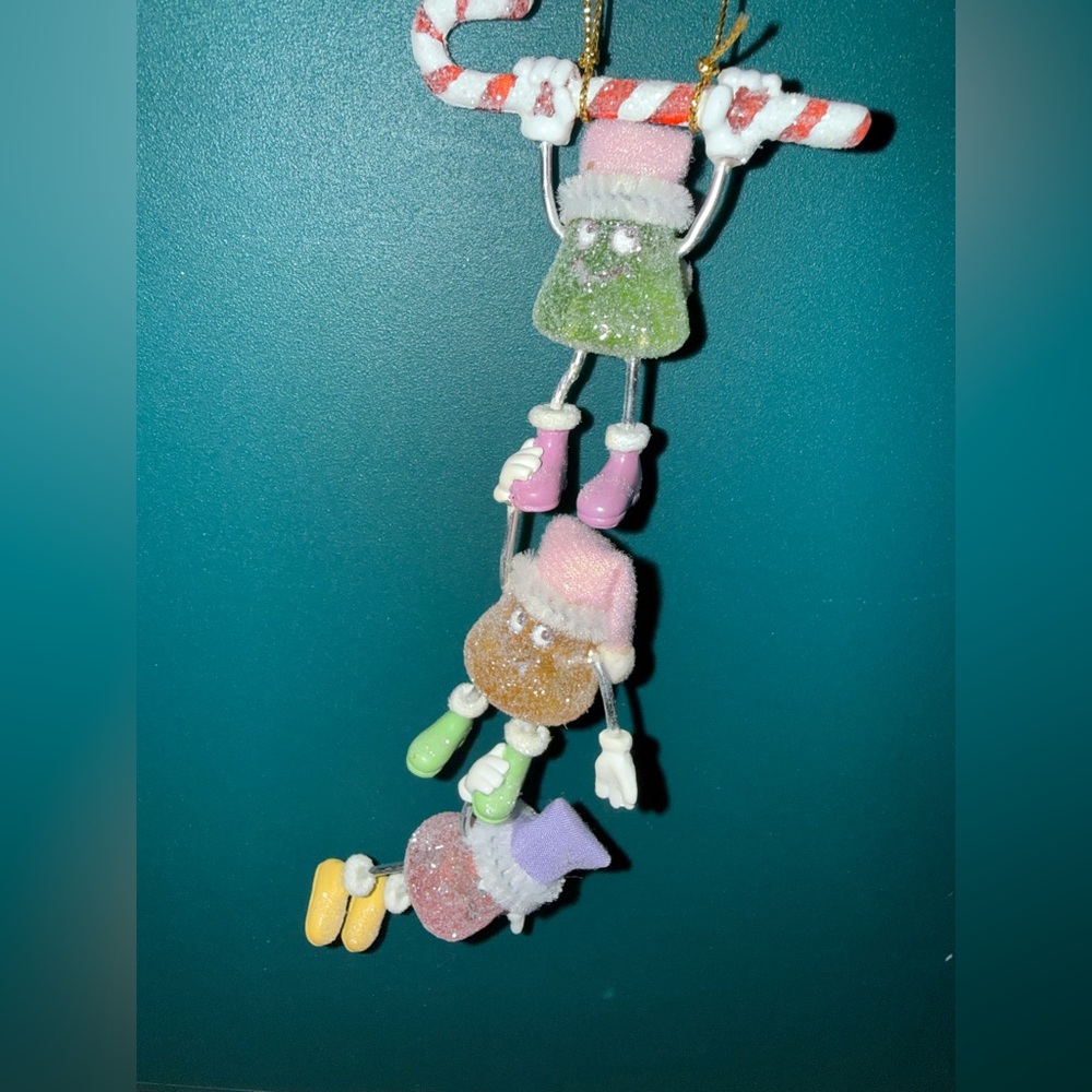 Christmas Dangling‎ Snowman Ornament Candy Cane Hanging Holiday Decor 7”